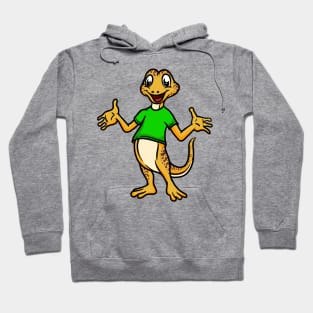 Cute Anthropomorphic Human-like Cartoon Character Gecko in Clothes Hoodie